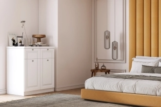 Комод Банни-3 в белом цвете с глянцевыми фасадами