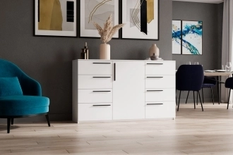 Комод Синтра в белом цвете с гладкими фасадами