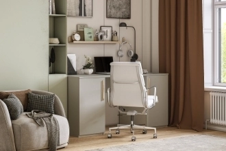 Письменный стол Ада в белом цвете с гладкими фасадами