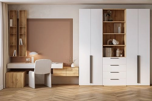 Шкаф распашной Хейсон-9 Белый Дуб Золотистый - фото 1