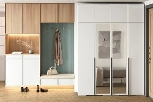 Солфорд 4 с антресолью с зеркалами Белый