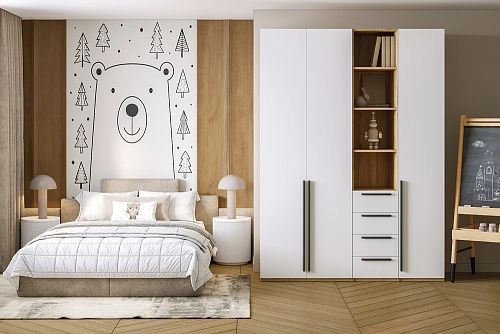 Шкаф распашной Хейсон-20 Белый Дуб Золотистый - фото 1