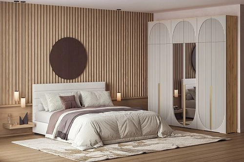 Шкаф распашной Брей-3.1 с антресолью Кашемир/Дуб Золотистый - фото 1