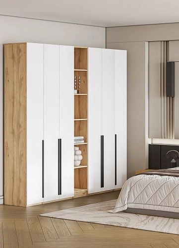 Шкаф распашной Хейсон-12 Белый Дуб Золотистый - фото 2